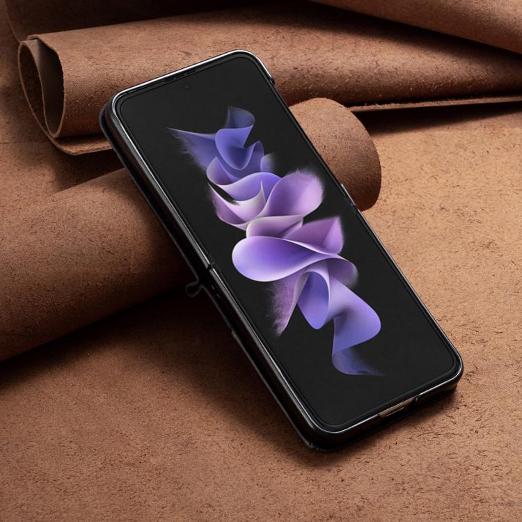 For Samsung Galaxy Z Flip7 Rhombus Texture PU + PC Shockproof Phone Case