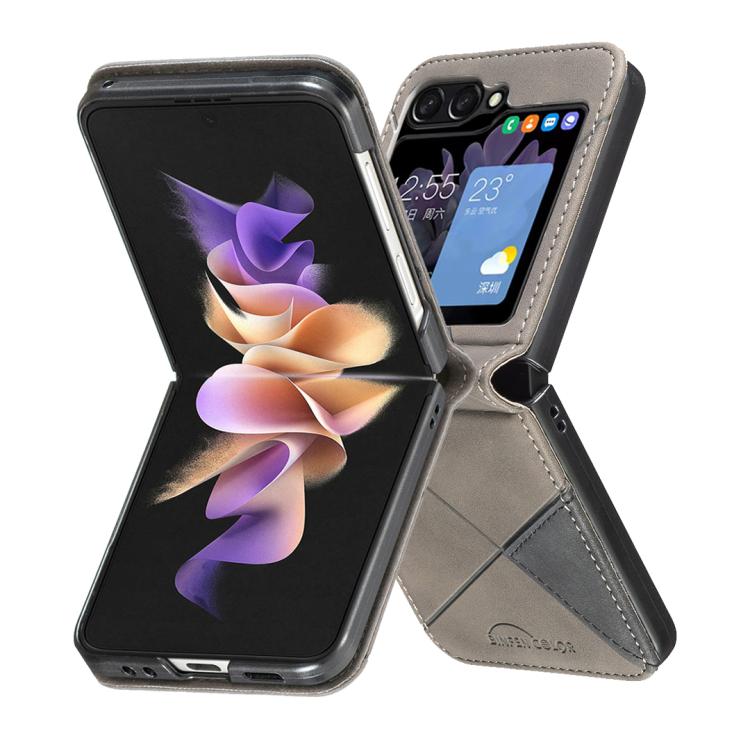 For Samsung Galaxy Z Flip7 Rhombus Texture PU + PC Shockproof Phone Case