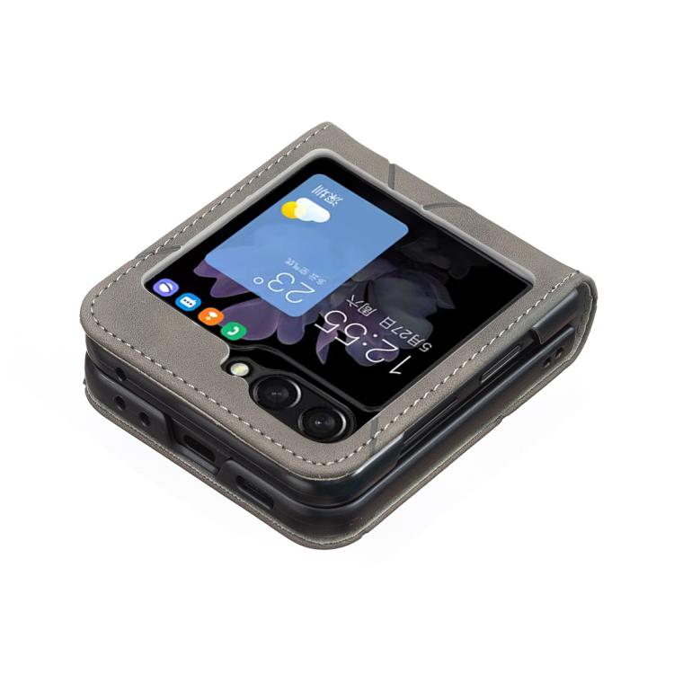 For Samsung Galaxy Z Flip7 Rhombus Texture PU + PC Shockproof Phone Case