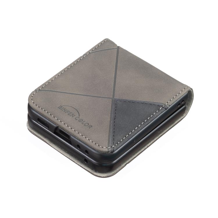 For Samsung Galaxy Z Flip7 Rhombus Texture PU + PC Shockproof Phone Case