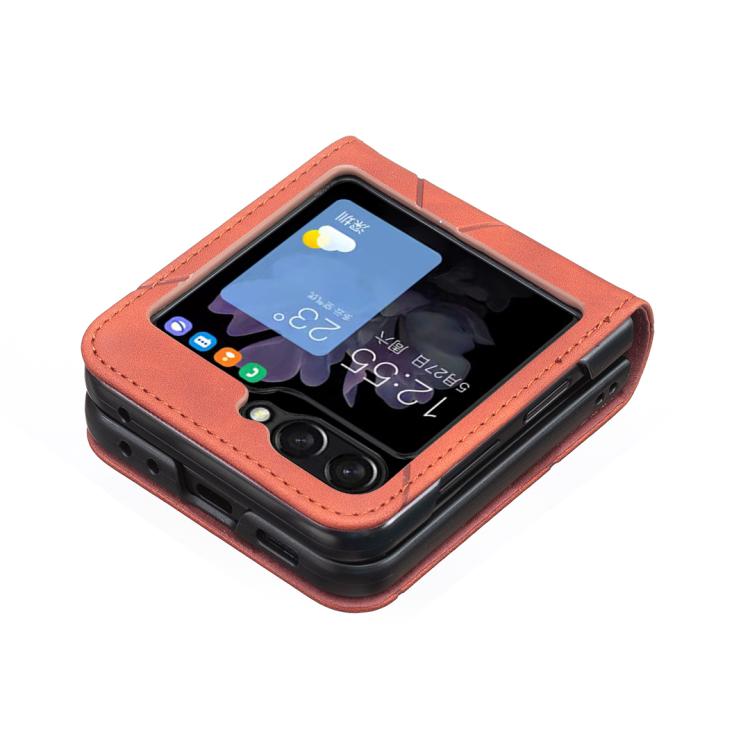 For Samsung Galaxy Z Flip7 Rhombus Texture PU + PC Shockproof Phone Case