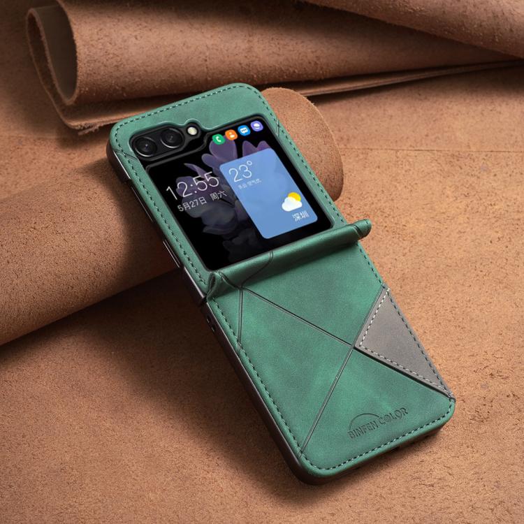 For Samsung Galaxy Z Flip7 Rhombus Texture PU + PC Shockproof Phone Case