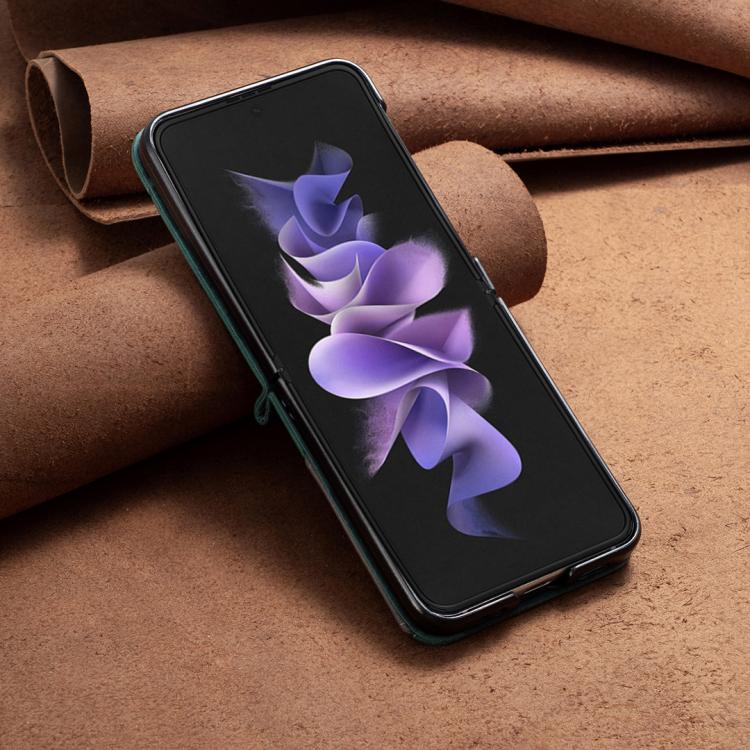 For Samsung Galaxy Z Flip7 Rhombus Texture PU + PC Shockproof Phone Case