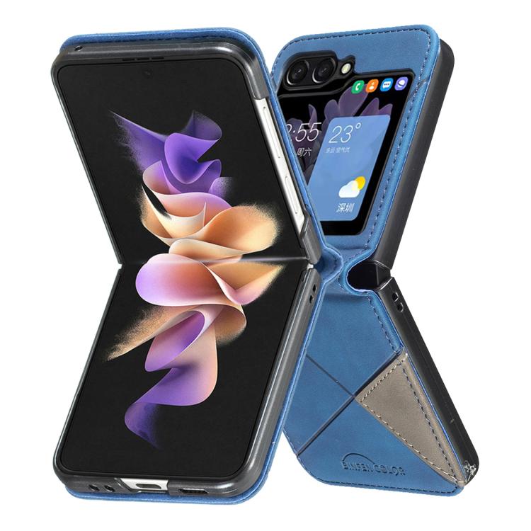 For Samsung Galaxy Z Flip7 Rhombus Texture PU + PC Shockproof Phone Case