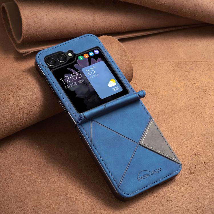 For Samsung Galaxy Z Flip7 Rhombus Texture PU + PC Shockproof Phone Case