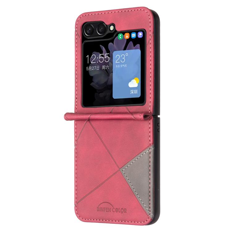 For Samsung Galaxy Z Flip7 Rhombus Texture PU + PC Shockproof Phone Case