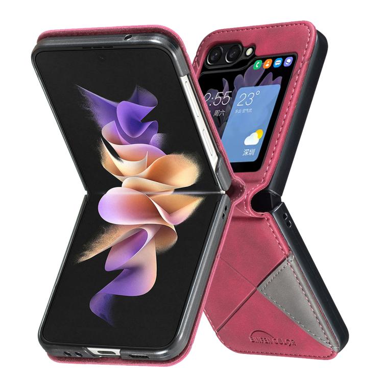 For Samsung Galaxy Z Flip7 Rhombus Texture PU + PC Shockproof Phone Case