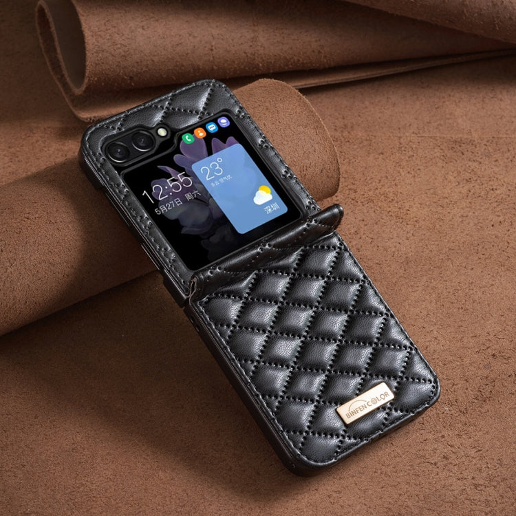 For Samsung Galaxy Z Flip5 Diamond Lattice PU + PC Shockproof Phone Case