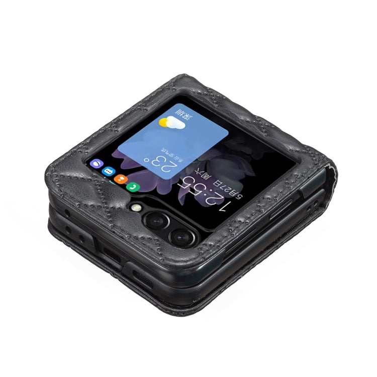 For Samsung Galaxy Z Flip5 Diamond Lattice PU + PC Shockproof Phone Case
