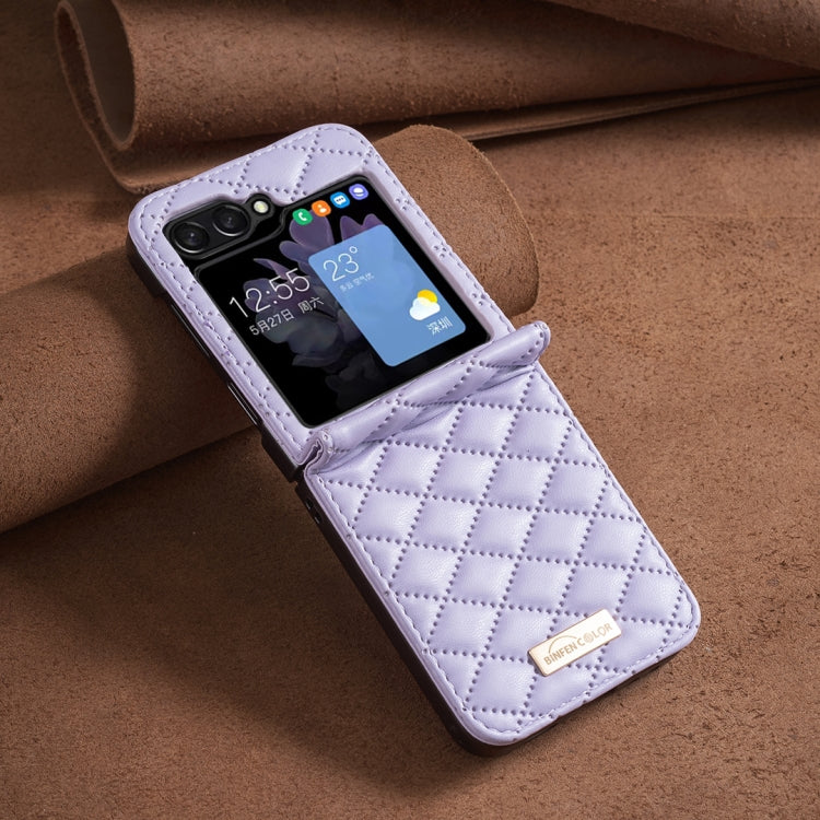 For Samsung Galaxy Z Flip5 Diamond Lattice PU + PC Shockproof Phone Case