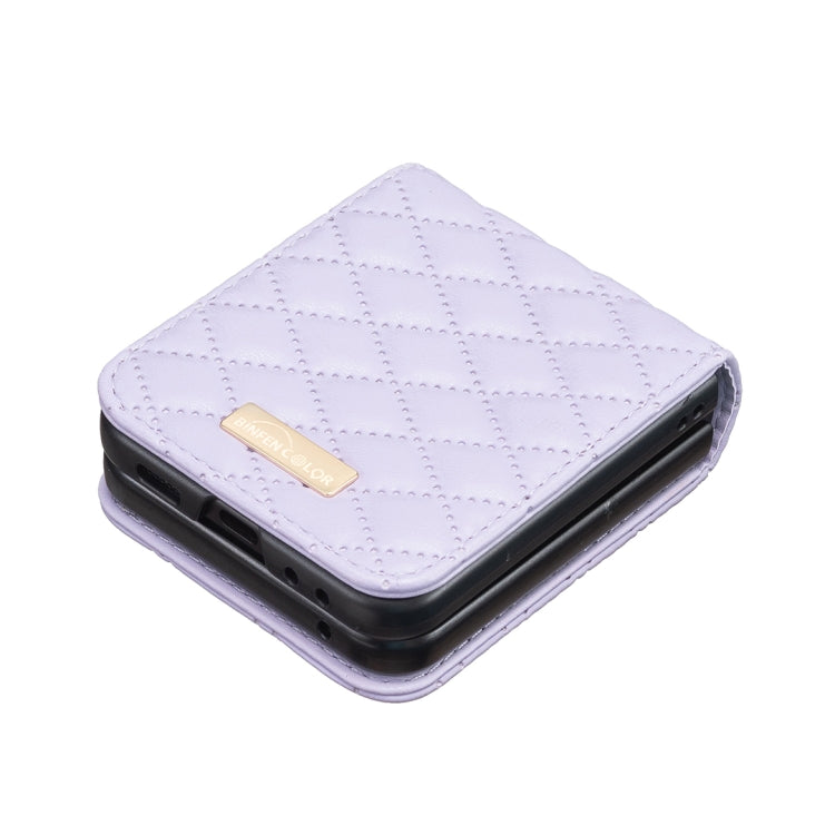 For Samsung Galaxy Z Flip5 Diamond Lattice PU + PC Shockproof Phone Case