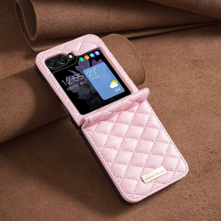 For Samsung Galaxy Z Flip5 Diamond Lattice PU + PC Shockproof Phone Case