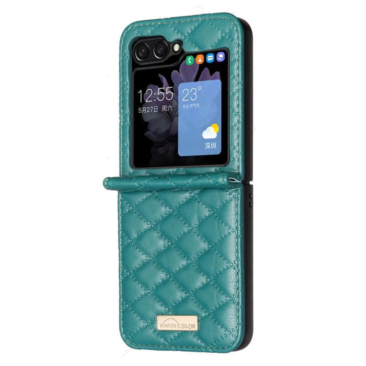 For Samsung Galaxy Z Flip5 Diamond Lattice PU + PC Shockproof Phone Case