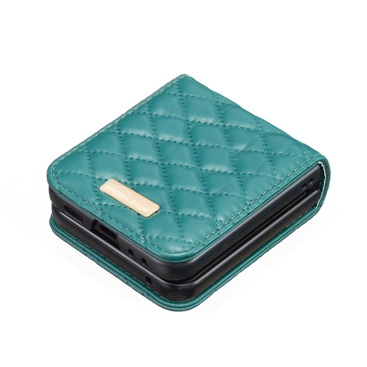 For Samsung Galaxy Z Flip5 Diamond Lattice PU + PC Shockproof Phone Case