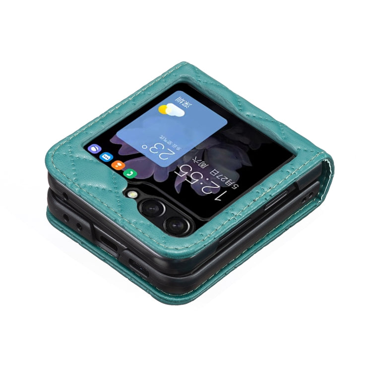 For Samsung Galaxy Z Flip5 Diamond Lattice PU + PC Shockproof Phone Case