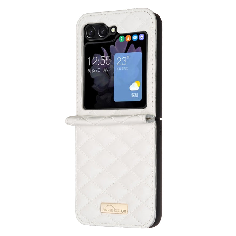 For Samsung Galaxy Z Flip5 Diamond Lattice PU + PC Shockproof Phone Case