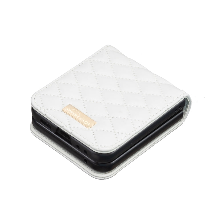 For Samsung Galaxy Z Flip5 Diamond Lattice PU + PC Shockproof Phone Case
