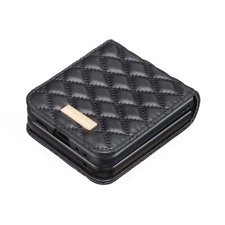 For Samsung Galaxy Z Flip7 Diamond Lattice PU + PC Shockproof Phone Case
