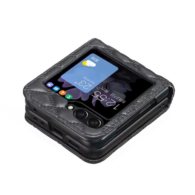 For Samsung Galaxy Z Flip7 Diamond Lattice PU + PC Shockproof Phone Case