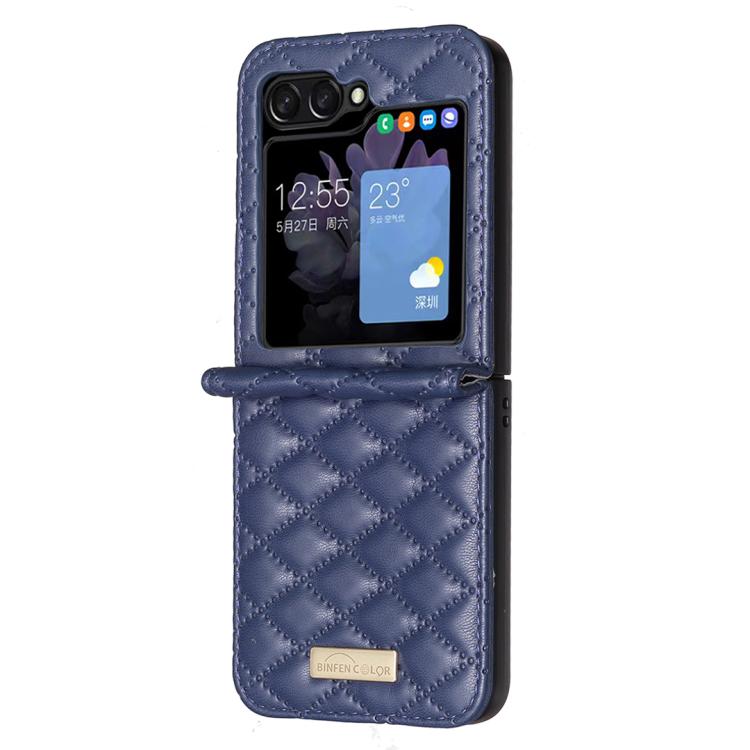 For Samsung Galaxy Z Flip7 Diamond Lattice PU + PC Shockproof Phone Case