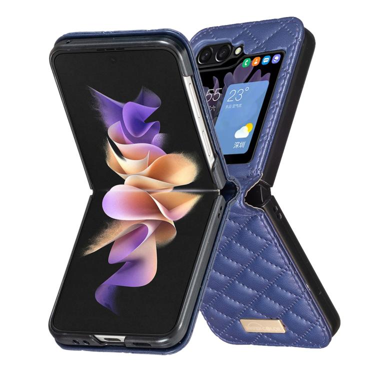 For Samsung Galaxy Z Flip7 Diamond Lattice PU + PC Shockproof Phone Case