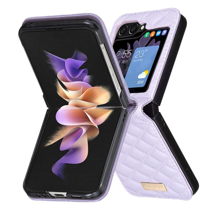 For Samsung Galaxy Z Flip7 Diamond Lattice PU + PC Shockproof Phone Case