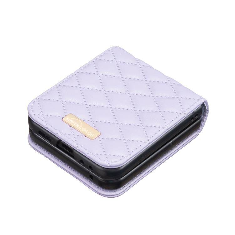 For Samsung Galaxy Z Flip7 Diamond Lattice PU + PC Shockproof Phone Case