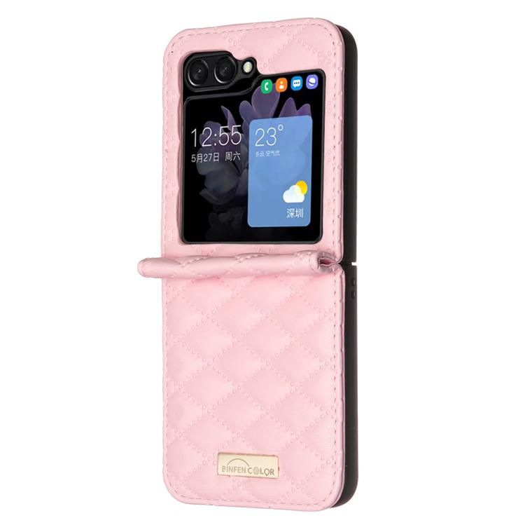 For Samsung Galaxy Z Flip7 Diamond Lattice PU + PC Shockproof Phone Case