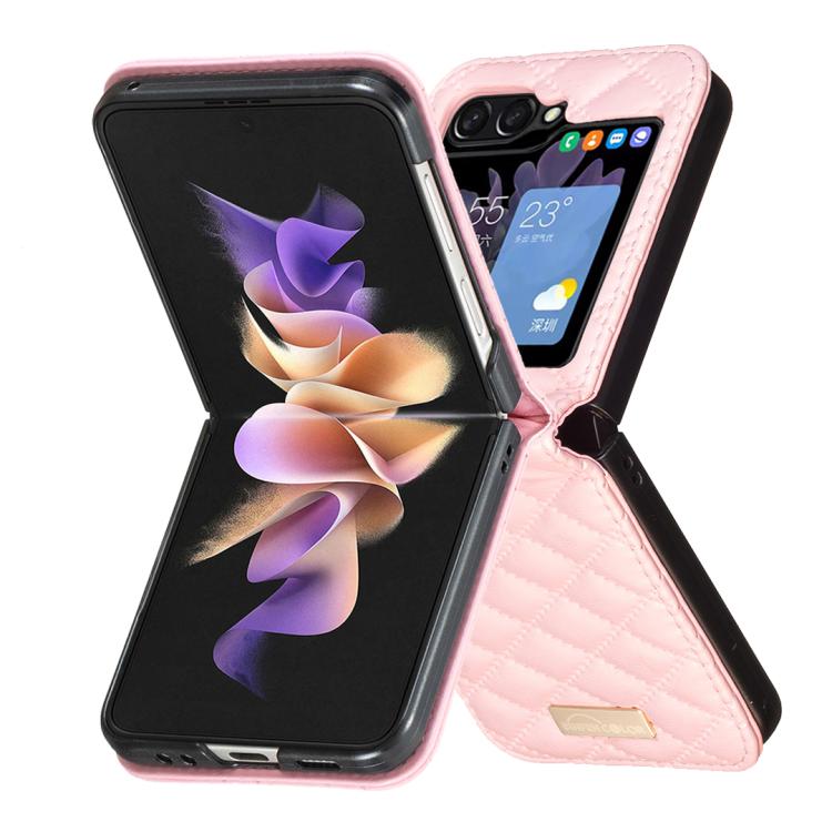 For Samsung Galaxy Z Flip7 Diamond Lattice PU + PC Shockproof Phone Case