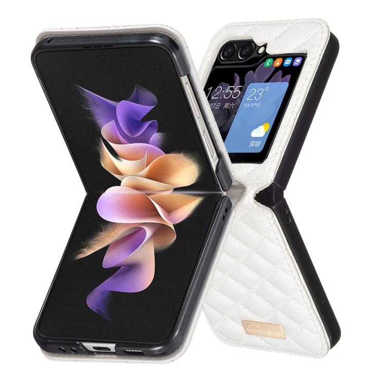 For Samsung Galaxy Z Flip7 Diamond Lattice PU + PC Shockproof Phone Case