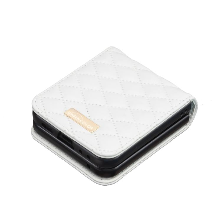 For Samsung Galaxy Z Flip7 Diamond Lattice PU + PC Shockproof Phone Case