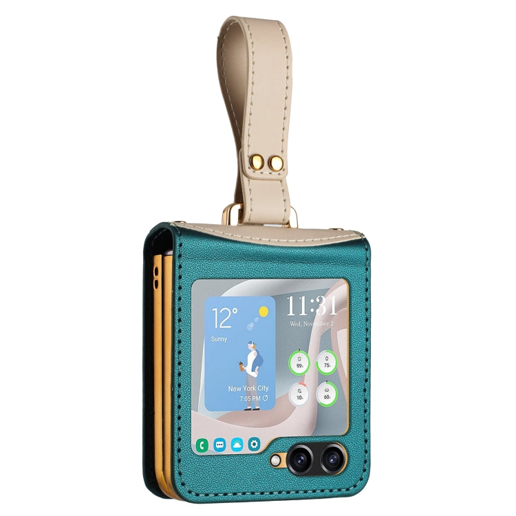 For Samsung Galaxy Z Flip5 Skin Feel Full Coverage Crossbody Phone Case with Hand Strap/Lanyard
