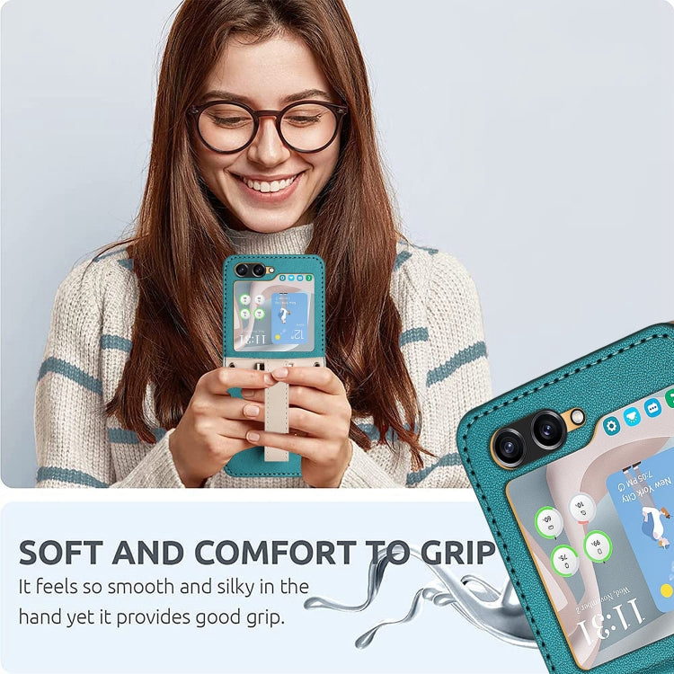 For Samsung Galaxy Z Flip5 Skin Feel Full Coverage Crossbody Phone Case with Hand Strap/Lanyard