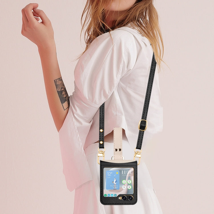 For Samsung Galaxy Z Flip5 Skin Feel Full Coverage Crossbody Phone Case with Hand Strap/Lanyard