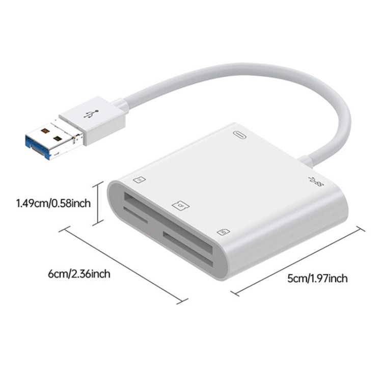 7 in 1 USB 3.0 + 8 Pin Interface Multi-function OTG Card Reader - White
