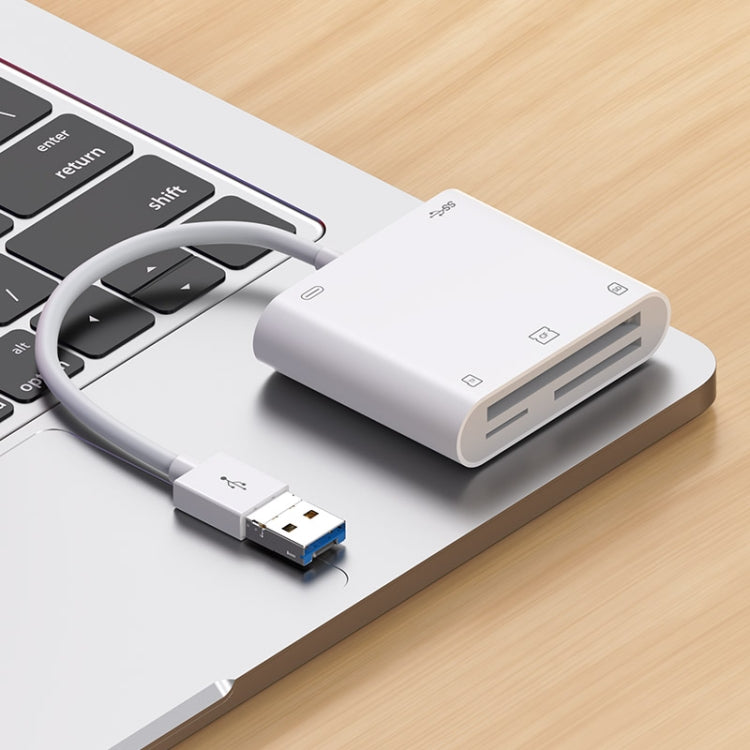 7 in 1 USB 3.0 + 8 Pin Interface Multi-function OTG Card Reader - White