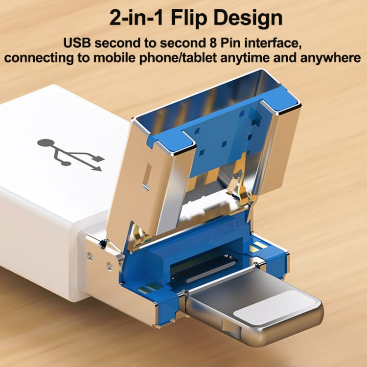 7 in 1 USB 3.0 + 8 Pin Interface Multi-function OTG Card Reader - White