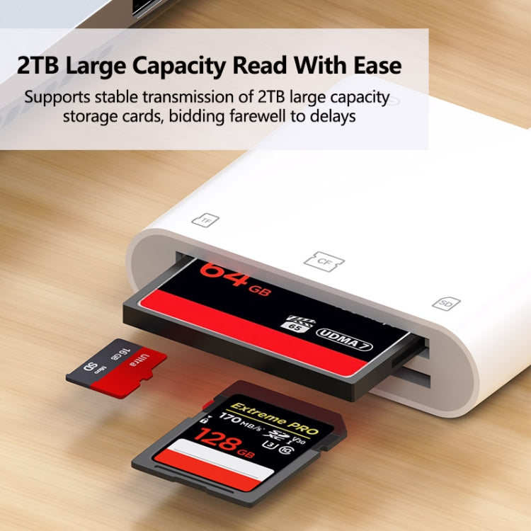 7 in 1 USB 3.0 + 8 Pin Interface Multi-function OTG Card Reader - White
