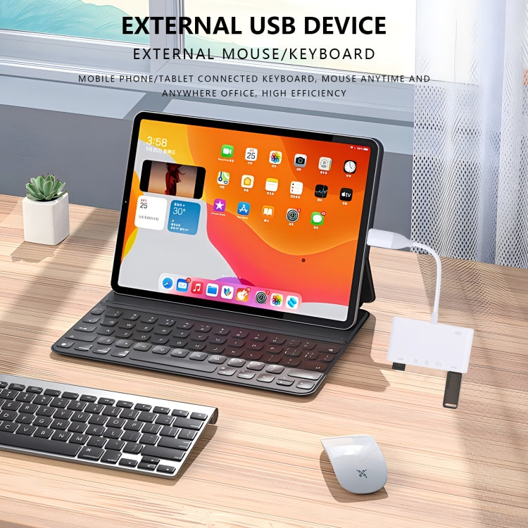 AJ-108PRO 6 in 2 USB-C / Type-C + 8 Pin Interface Multi-function Camera Card Reader - White