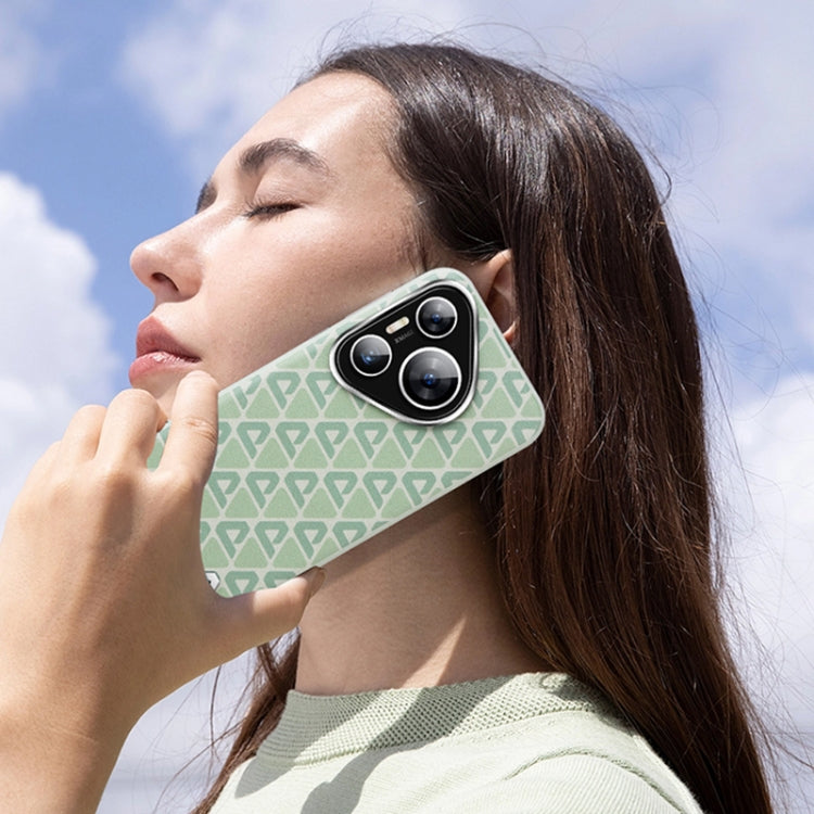 For Huawei Pura 70 Plain Leather Printed Cooling Phone Case