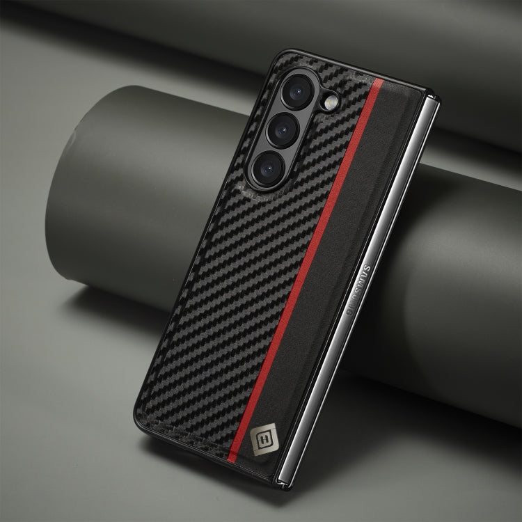 For Samsung Galaxy Z Fold6 5G LC.IMEEKE 3 in 1 Carbon Fiber Texture Shockproof Phone Case - Black