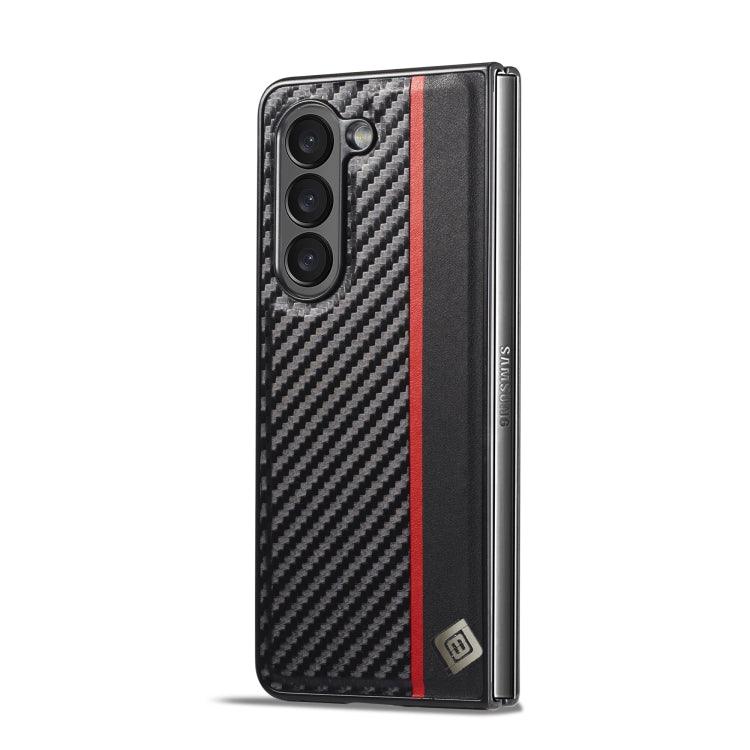 For Samsung Galaxy Z Fold6 5G LC.IMEEKE 3 in 1 Carbon Fiber Texture Shockproof Phone Case - Black