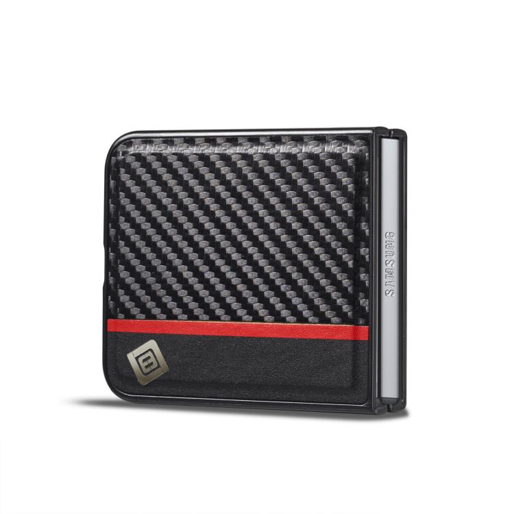 For Samsung Galaxy Z Flip7 5G LC.IMEEKE 3 in 1 Carbon Fiber Texture Shockproof Phone Case - Black