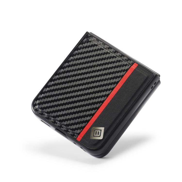 For Samsung Galaxy Z Flip7 5G LC.IMEEKE 3 in 1 Carbon Fiber Texture Shockproof Phone Case - Black