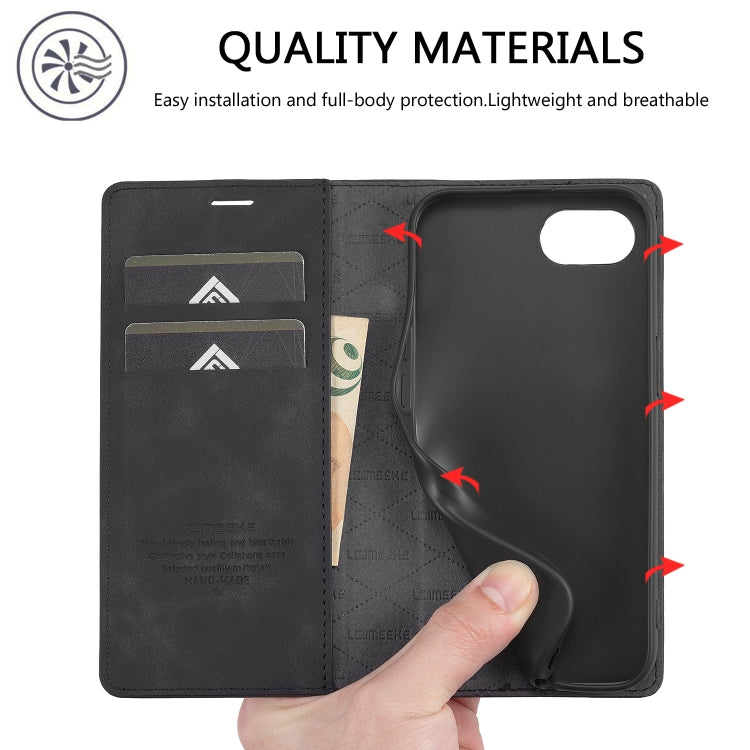 For iPhone 17e / 16e LC.IMEEKE Strong Magnetism Microfiber Leather Phone Case