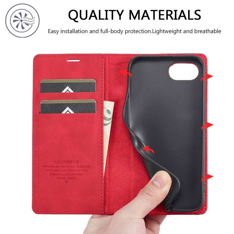 For iPhone 17e / 16e LC.IMEEKE Strong Magnetism Microfiber Leather Phone Case