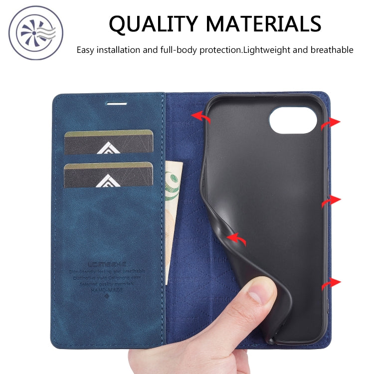 For iPhone 17e / 16e LC.IMEEKE Strong Magnetism Microfiber Leather Phone Case