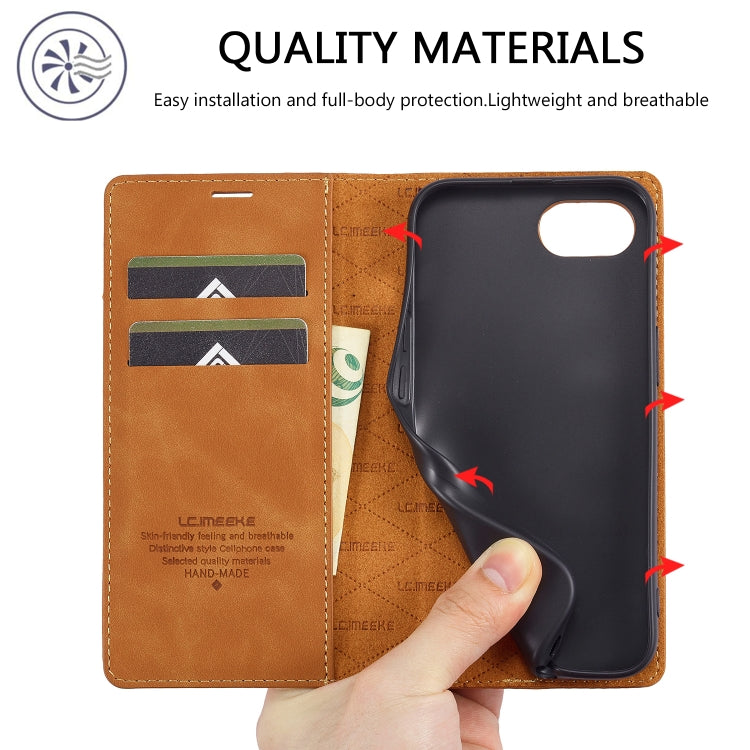 For iPhone 17e / 16e LC.IMEEKE Strong Magnetism Microfiber Leather Phone Case