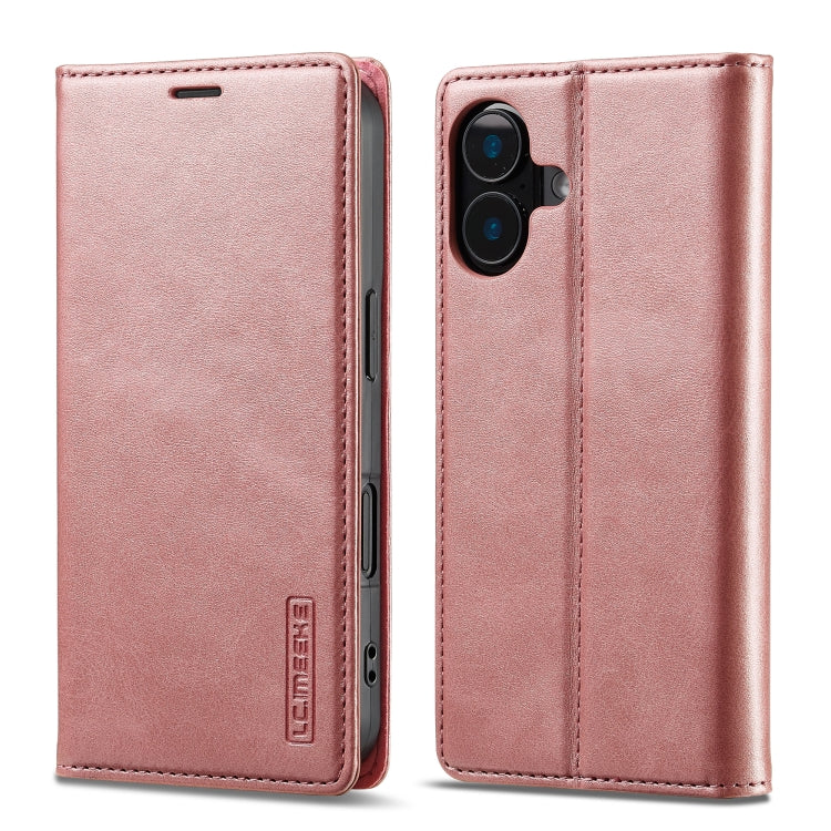 For iPhone 16 LC.IMEEKE Strong Magnetism Microfiber Leather Phone Case