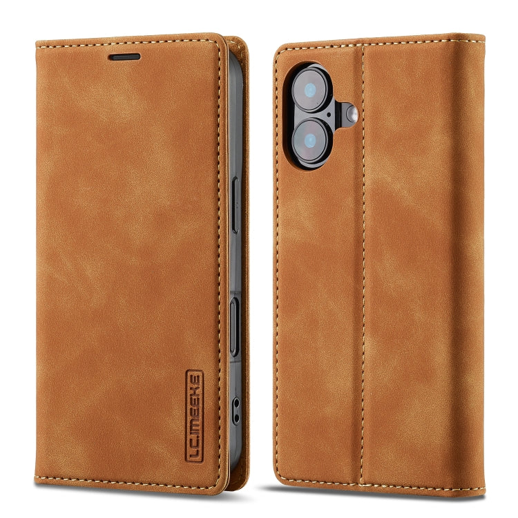 For iPhone 16 LC.IMEEKE Strong Magnetism Microfiber Leather Phone Case